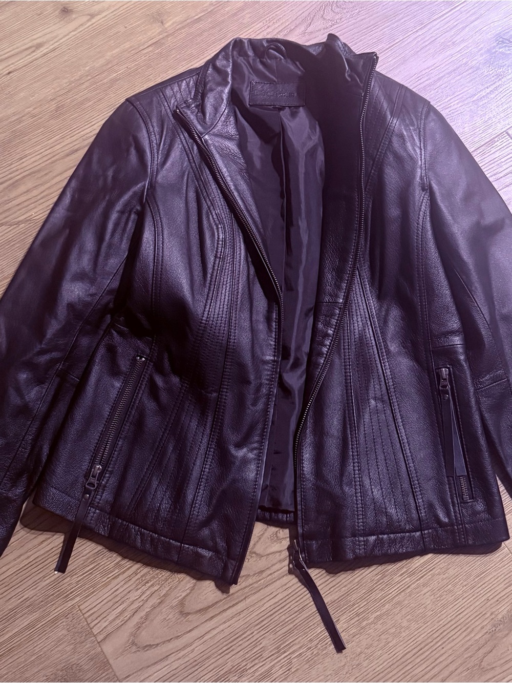 Women's Black Genuine Leather Moto Jacket